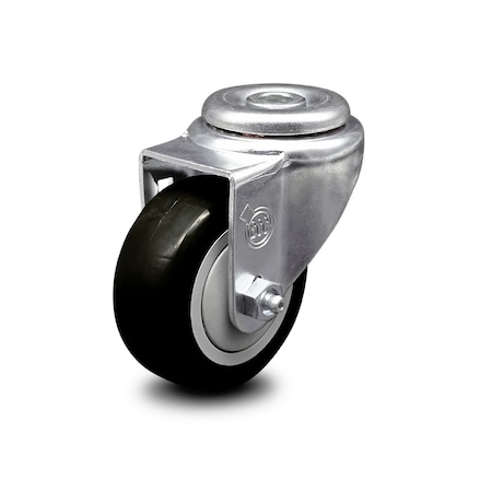 Service Caster 3.5 Inch Black Polyurethane Wheel Swivel Bolt Hole Caster SCC-BH20S3514-PPUB-BLK